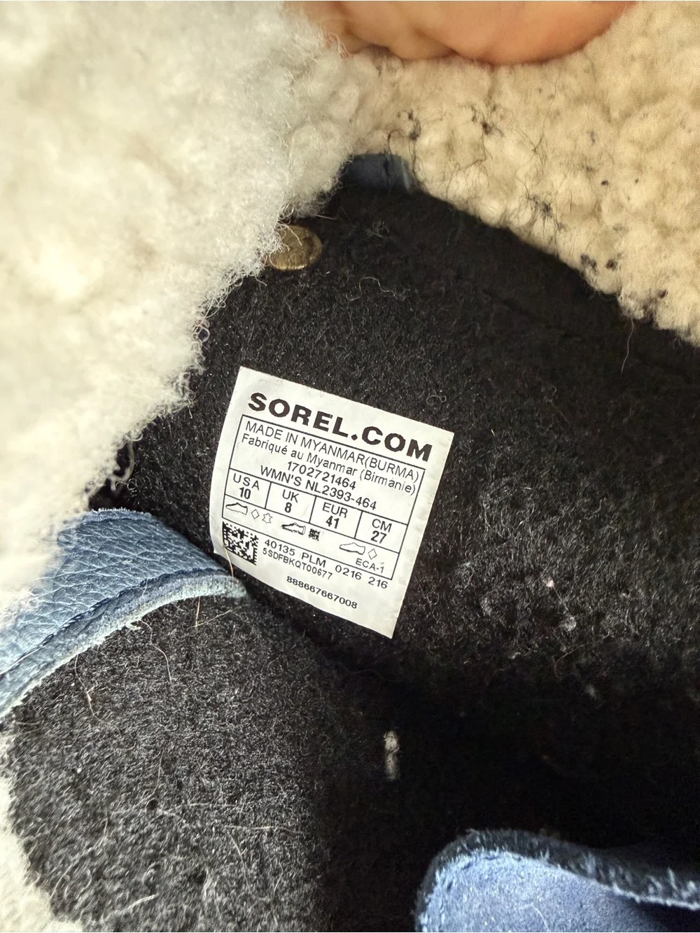 Sorel Navy and Tan Lace-Up Shearling Winter Boots